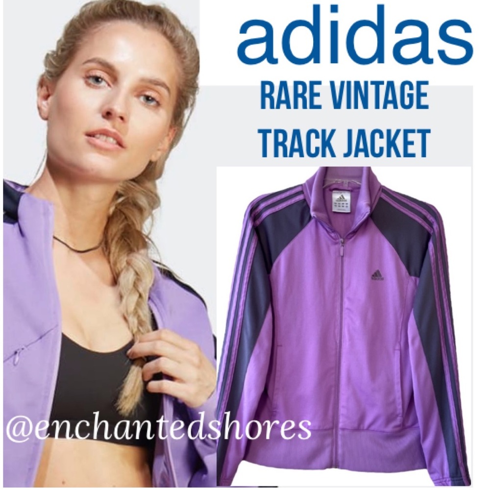 Vintage Adidas Track Jacket Rare Y2K Retro Lavender Purple Gray Size Medium
